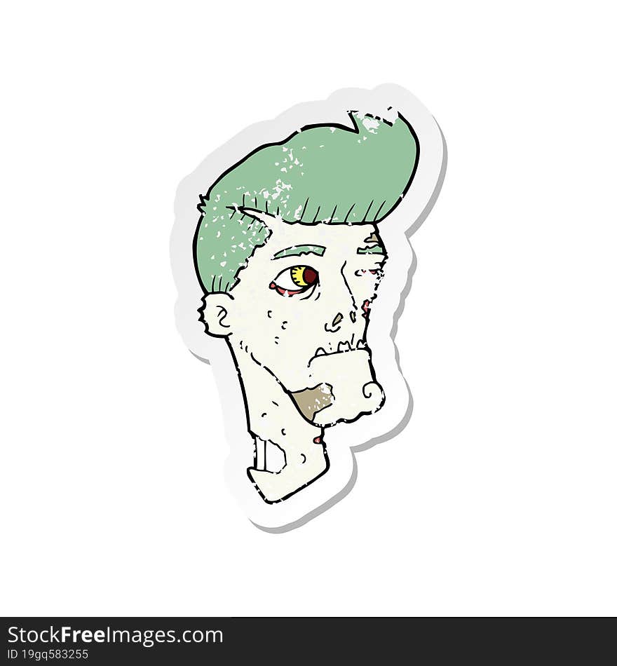 retro distressed sticker of a cartoon zombie