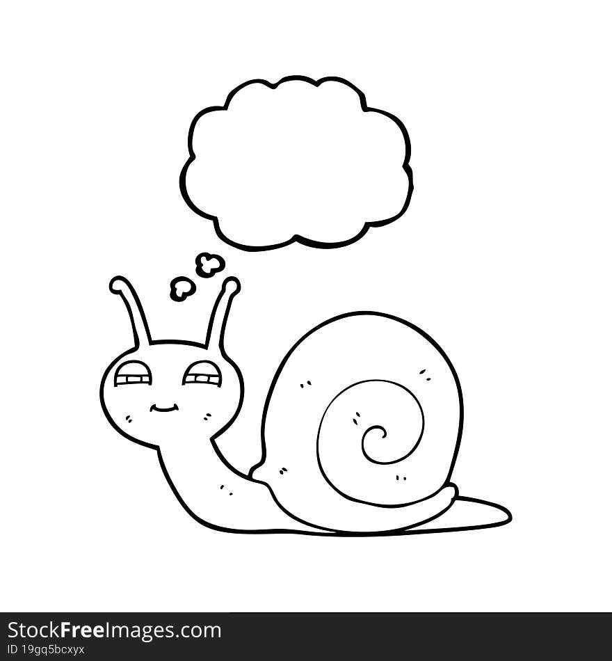 freehand drawn thought bubble cartoon cute snail