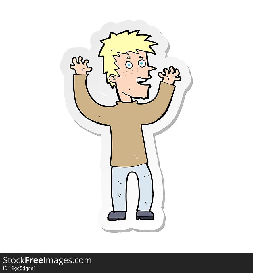 sticker of a cartoon excited man