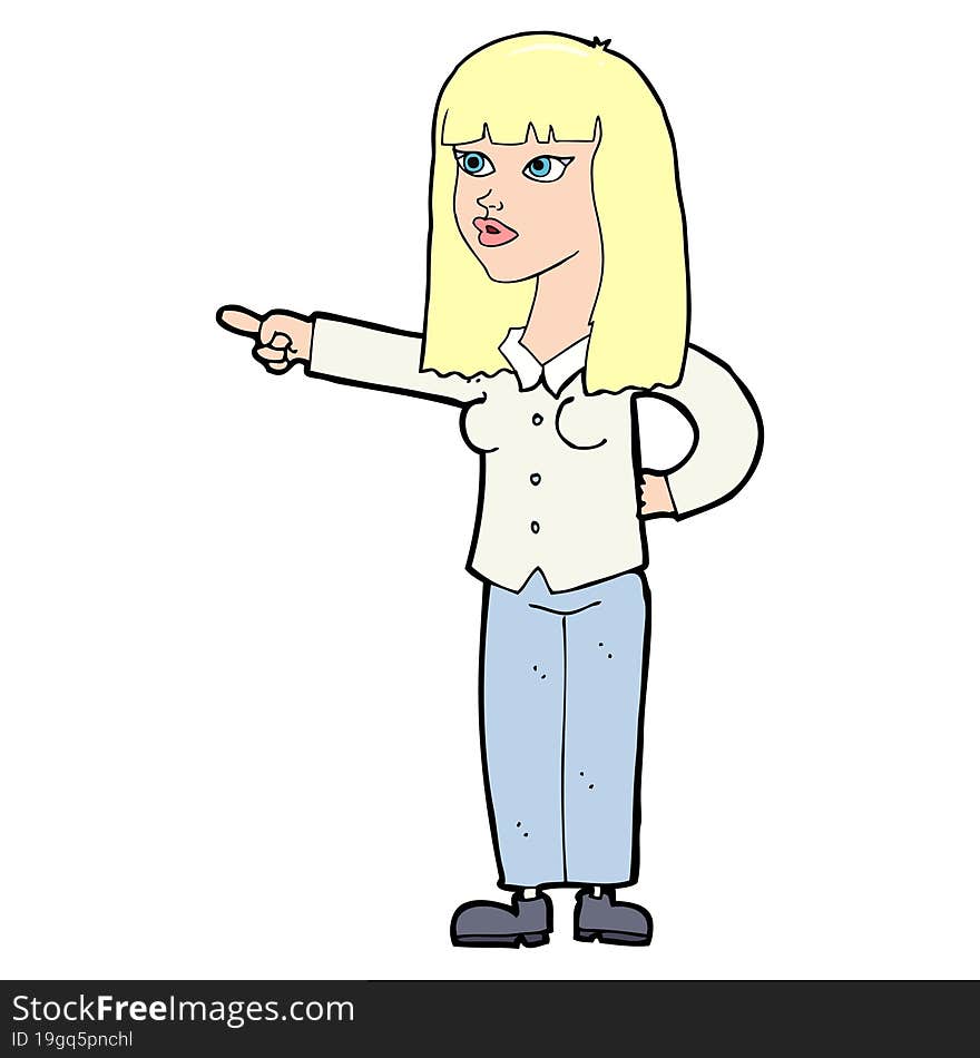 cartoon pretty woman pointing