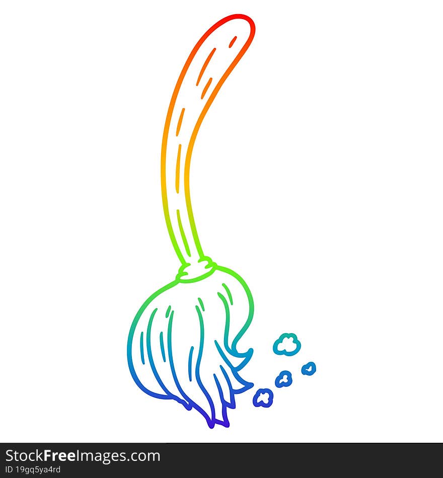 rainbow gradient line drawing cartoon mop