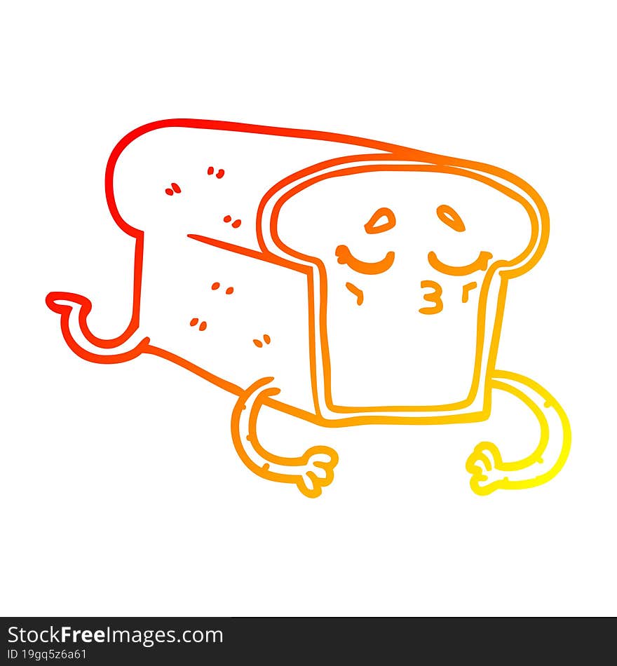 warm gradient line drawing of a cartoon loaf of bread