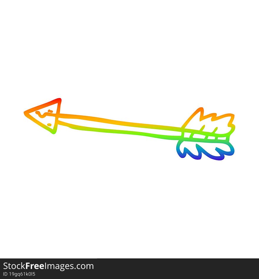 rainbow gradient line drawing cartoon long arrow