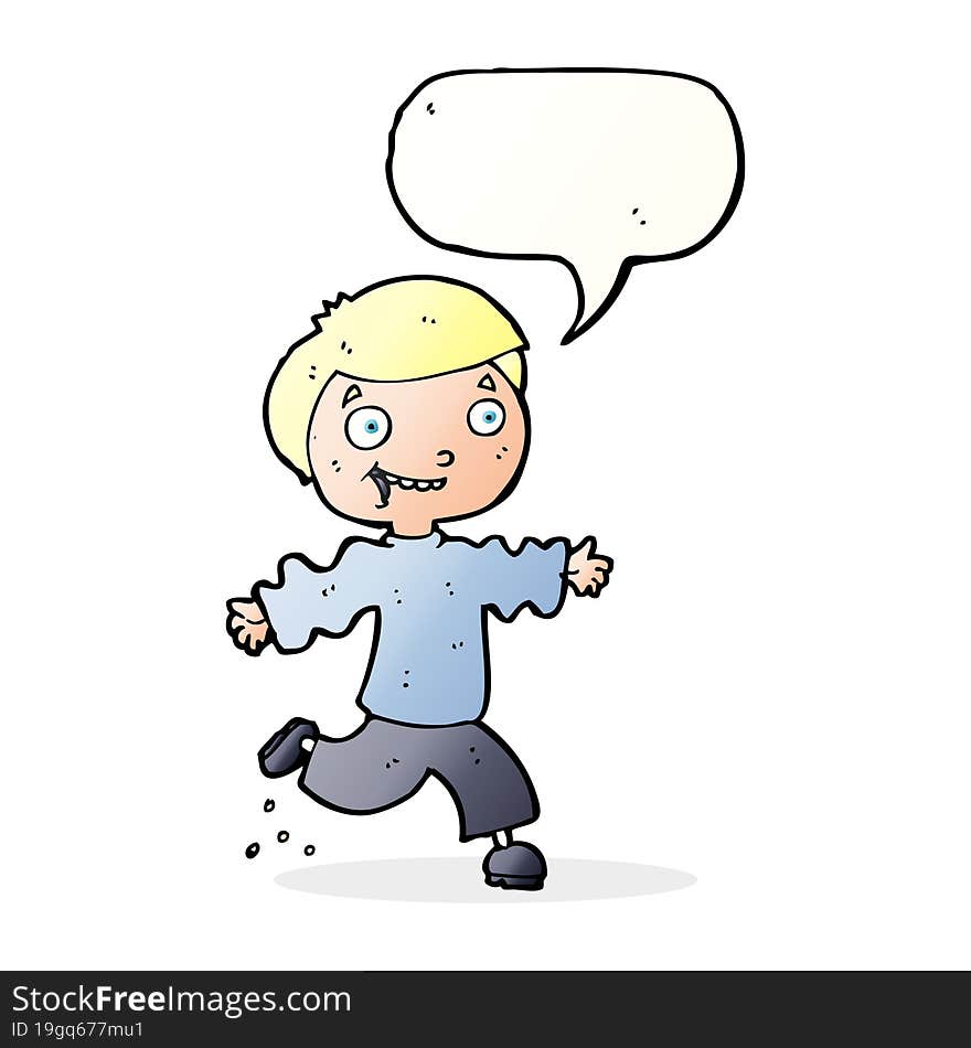 Cartoon Excited Boy With Speech Bubble