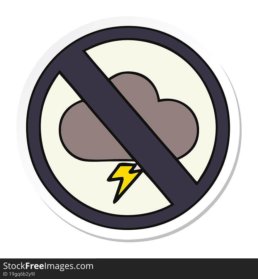 sticker of a cute cartoon weather warning sign