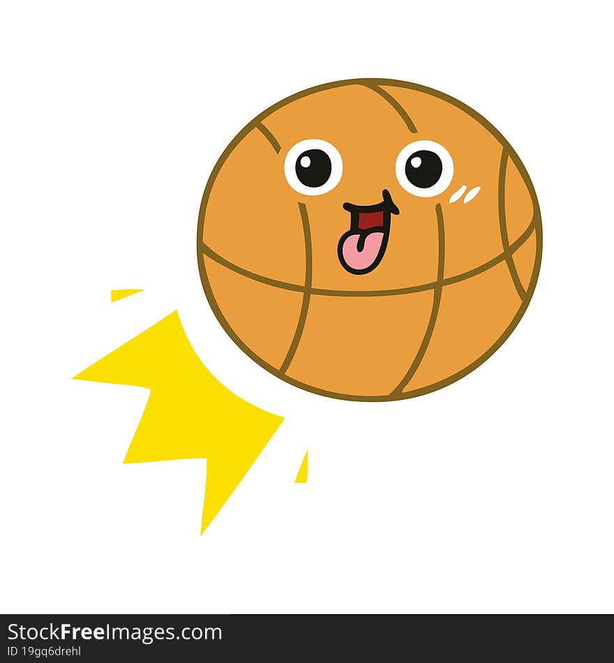 flat color retro cartoon basketball