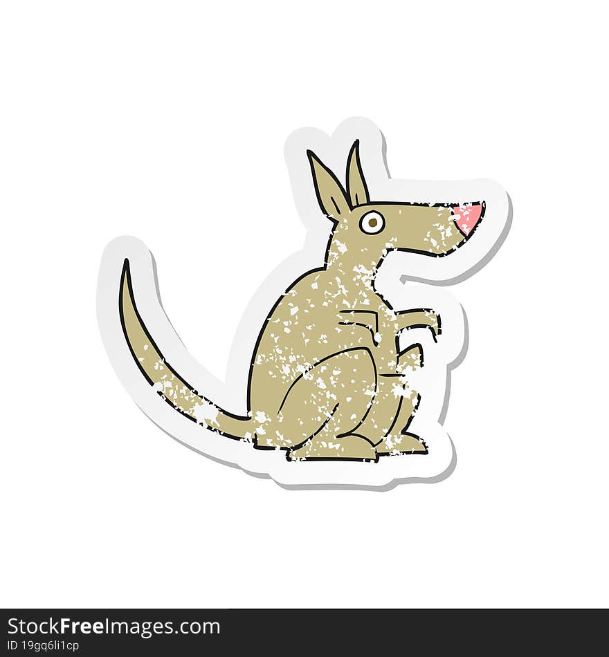 retro distressed sticker of a cartoon kangaroo