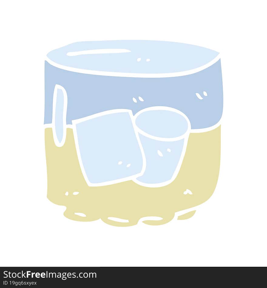 flat color illustration of whiskey and ice. flat color illustration of whiskey and ice