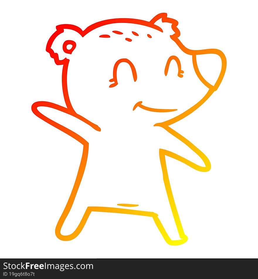 warm gradient line drawing smiling bear pointing