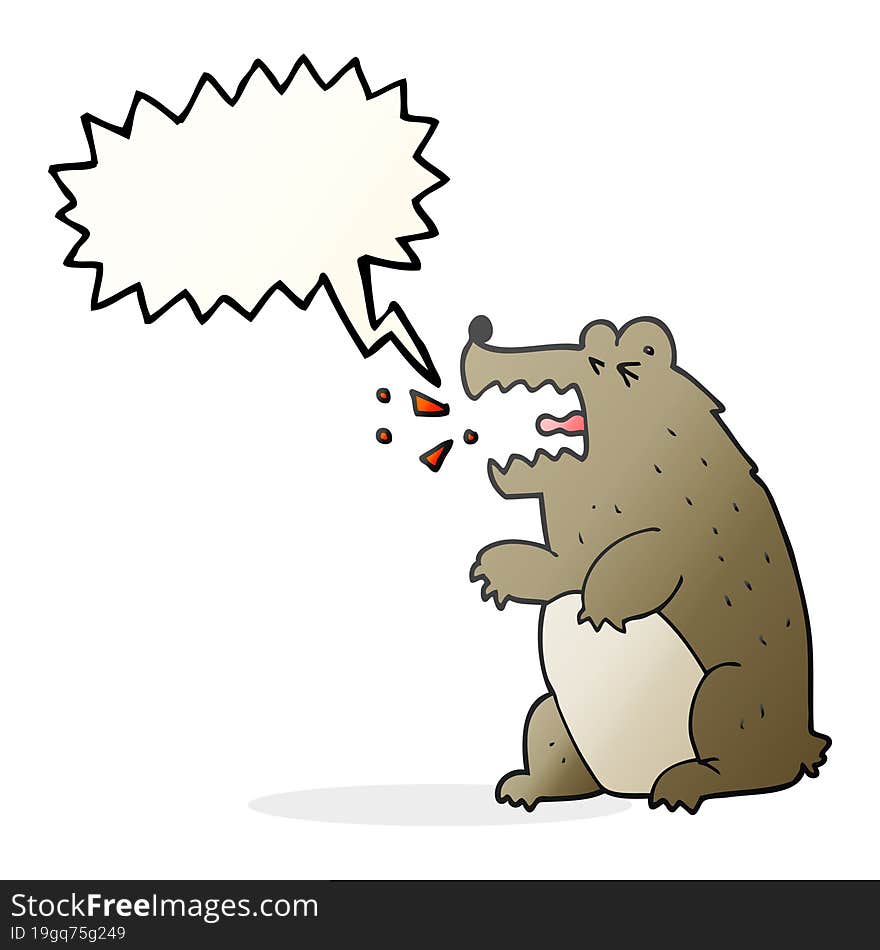 freehand drawn speech bubble cartoon bear