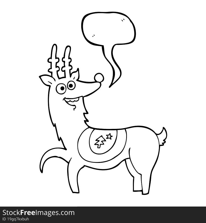 speech bubble cartoon christmas reindeer