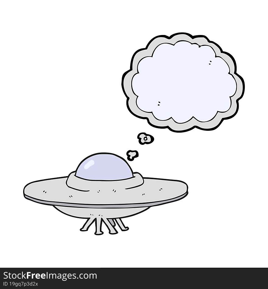 freehand drawn thought bubble cartoon flying saucer