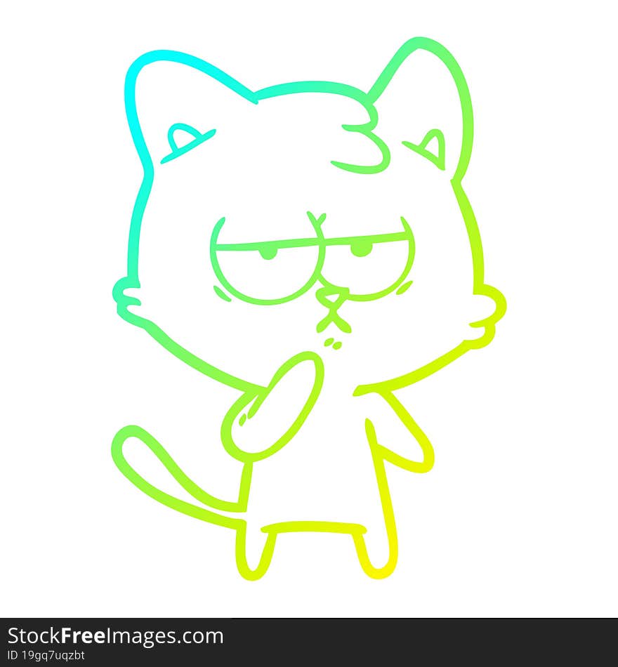 cold gradient line drawing bored cartoon cat