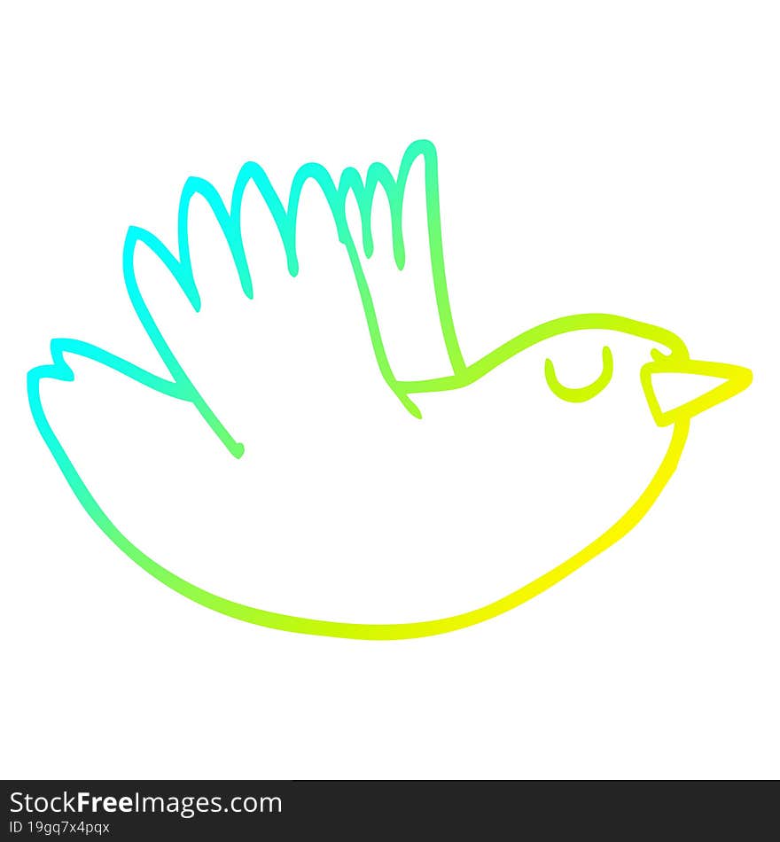 cold gradient line drawing cartoon flying bird