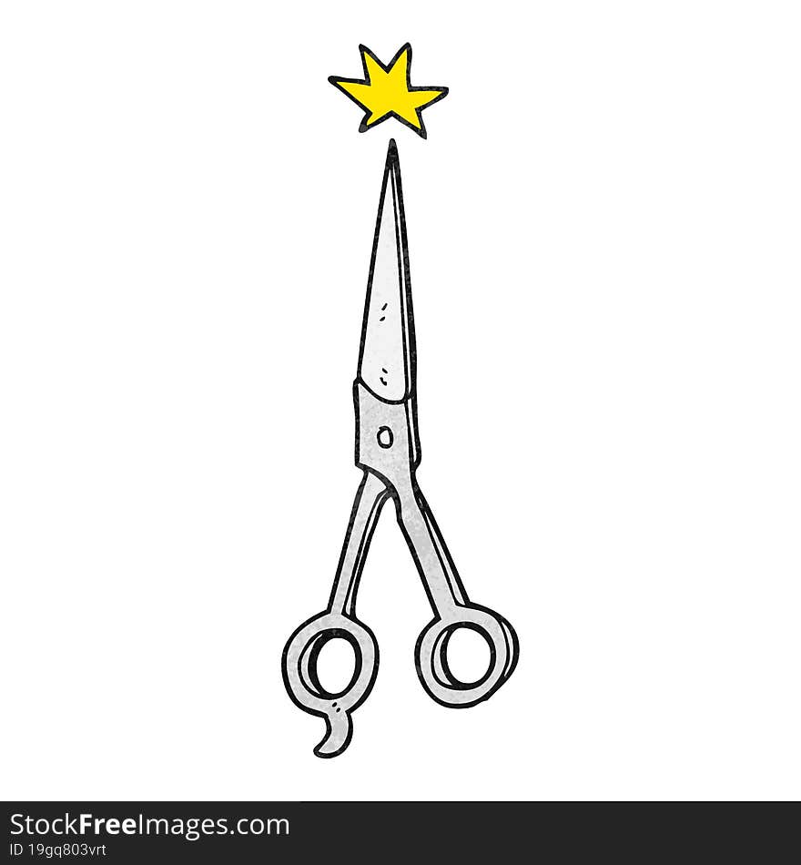 freehand textured cartoon barber scissors