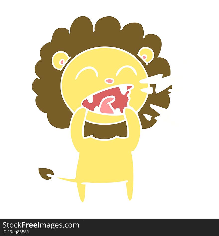 flat color style cartoon roaring lion