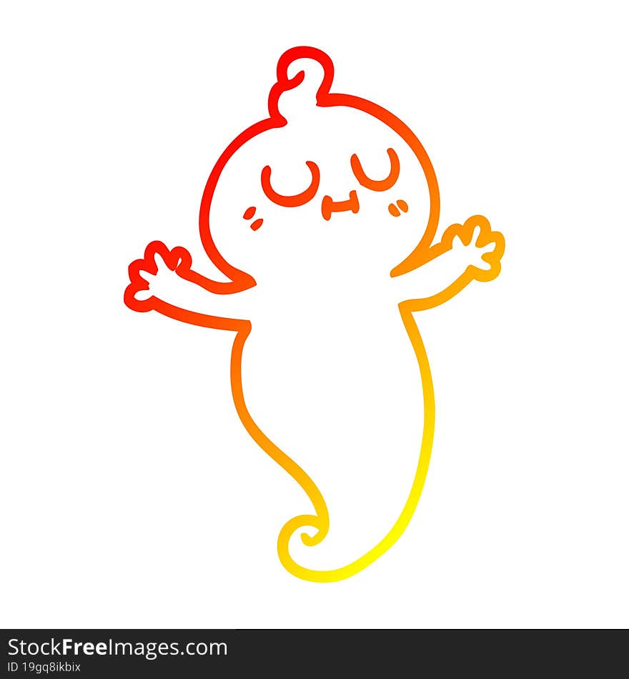 warm gradient line drawing of a cartoon ghost