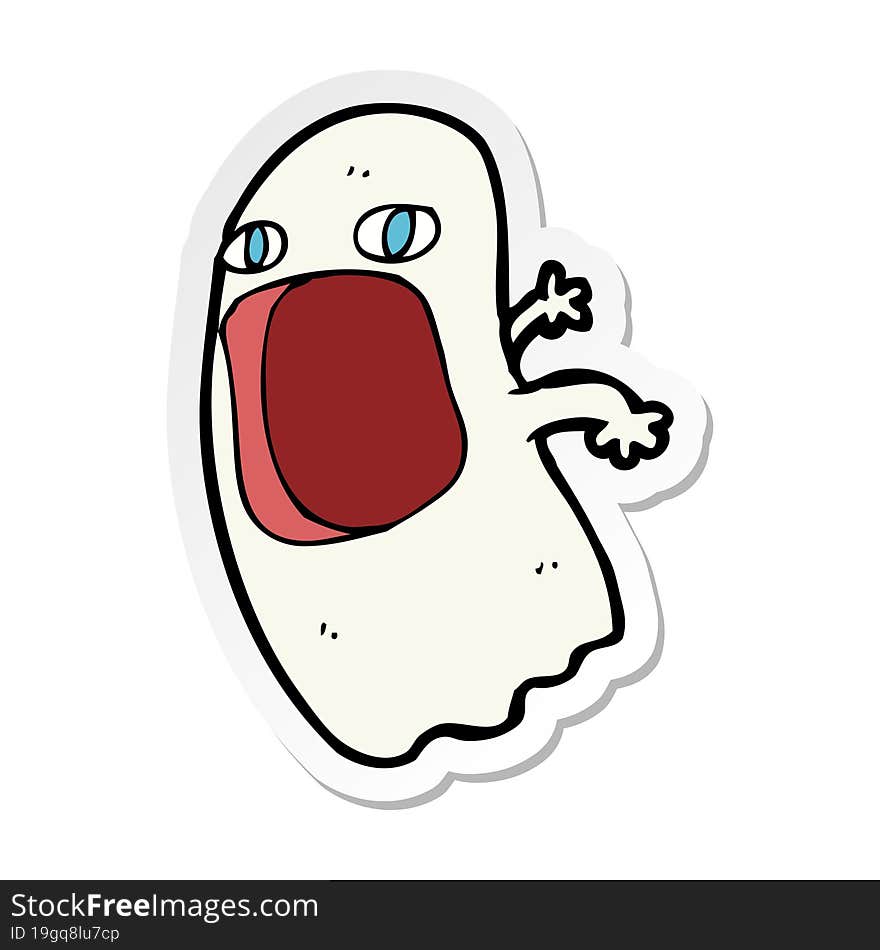 Sticker Of A Funny Cartoon Ghost