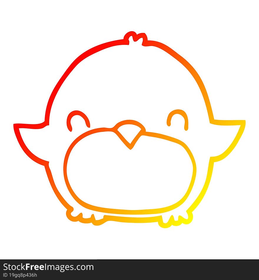 warm gradient line drawing cartoon penguin