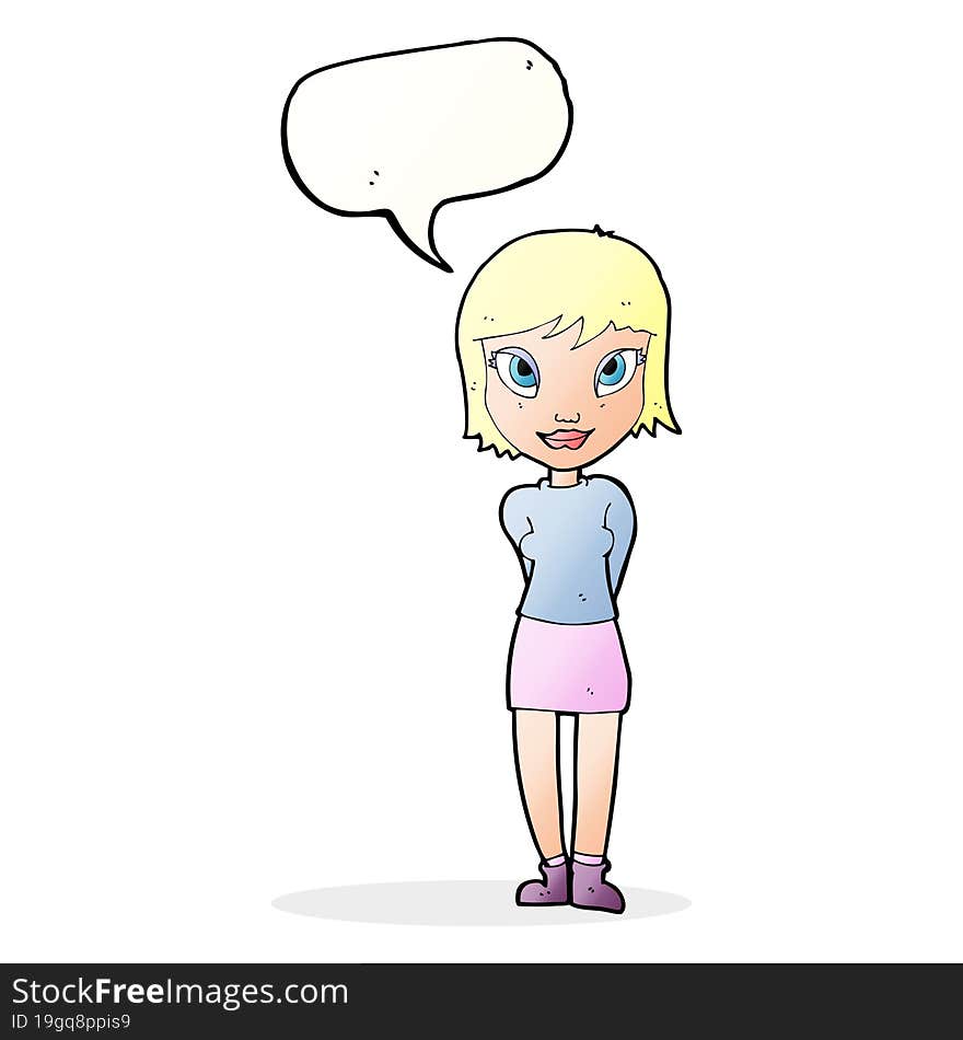 Cartoon Pretty Girl With Speech Bubble