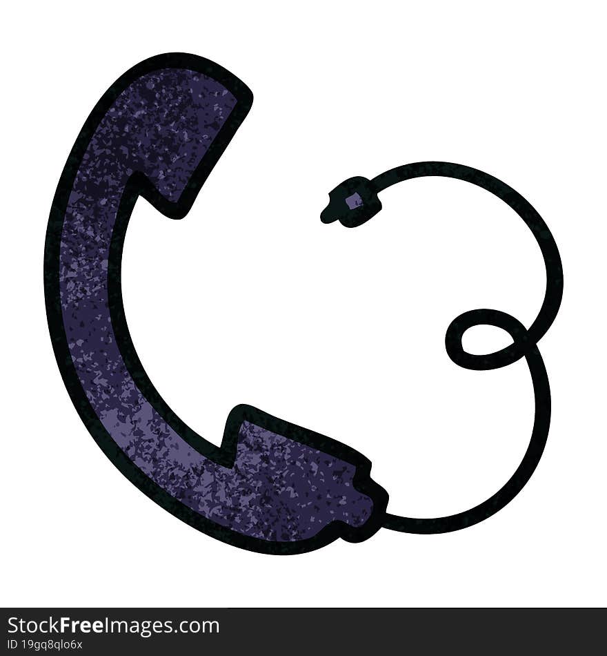 retro grunge texture cartoon of a telephone handset