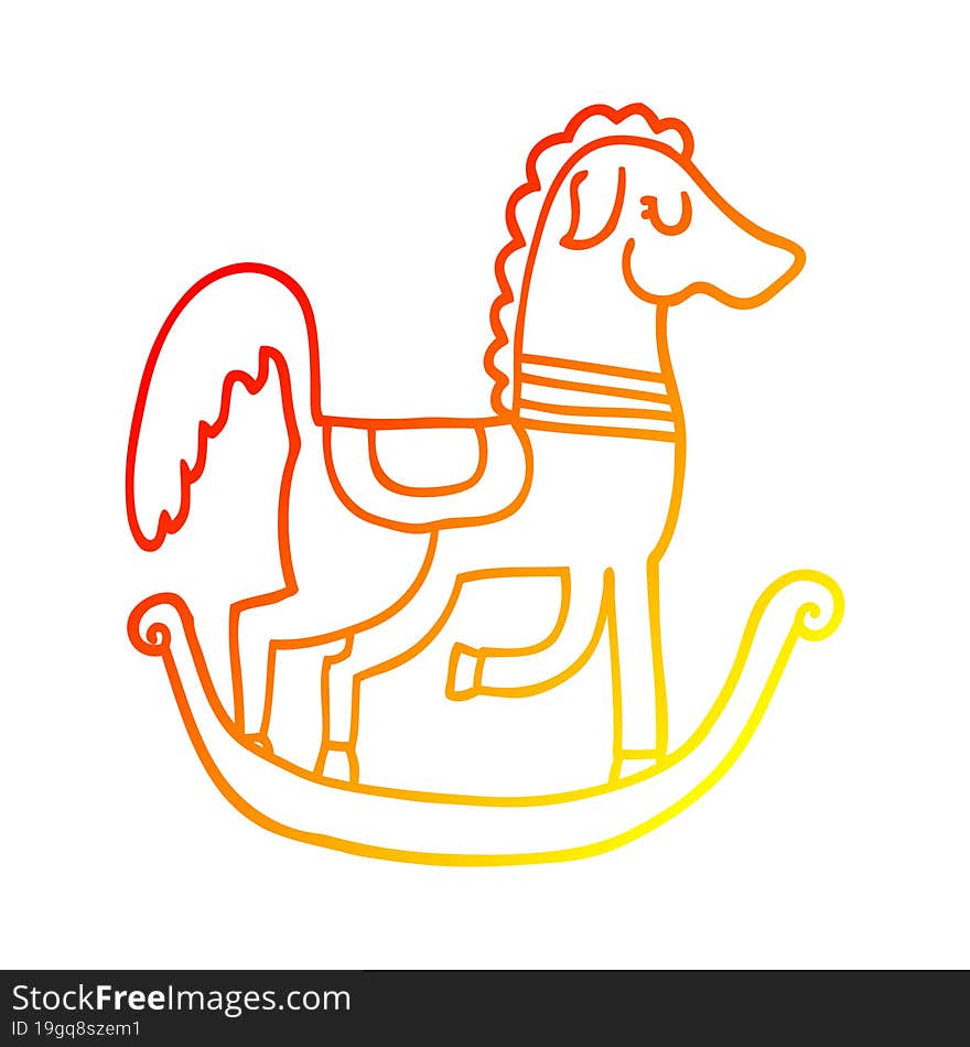 warm gradient line drawing cartoon rocking horse