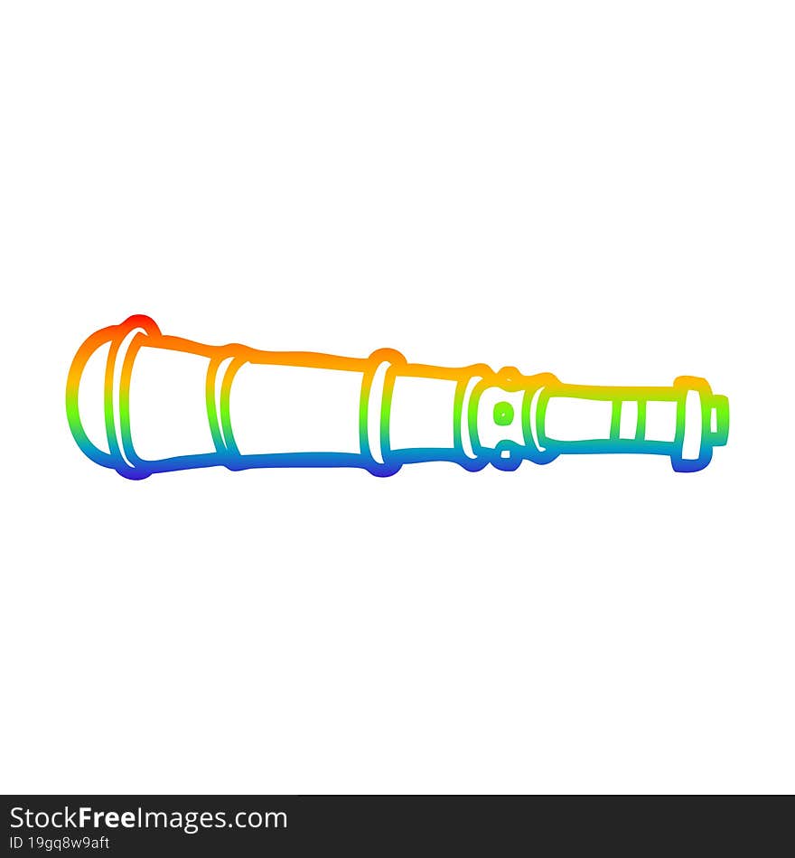 rainbow gradient line drawing cartoon telescope