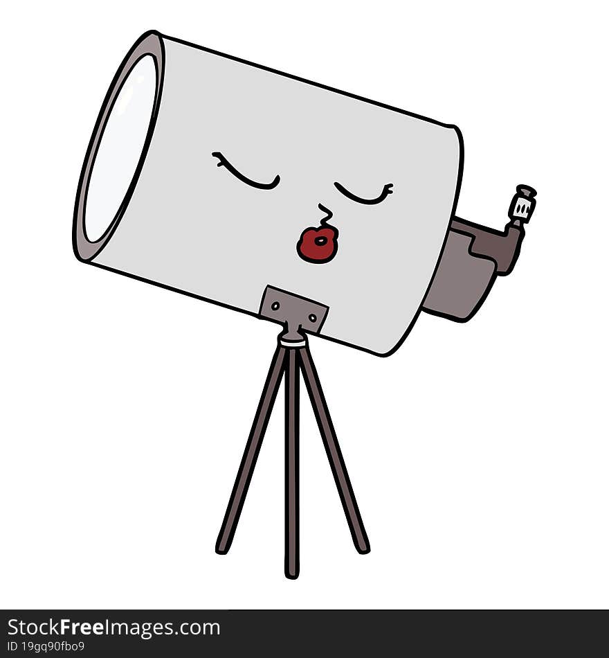 cartoon telescope with face. cartoon telescope with face