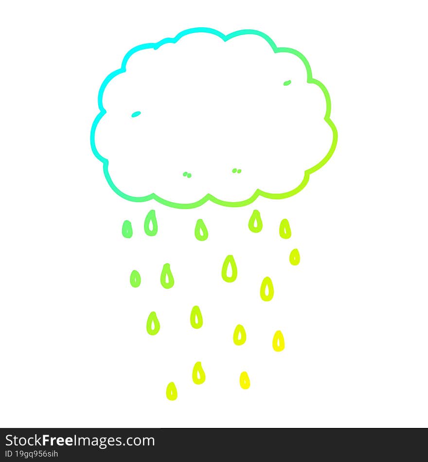 Cold Gradient Line Drawing Cartoon Rain Cloud