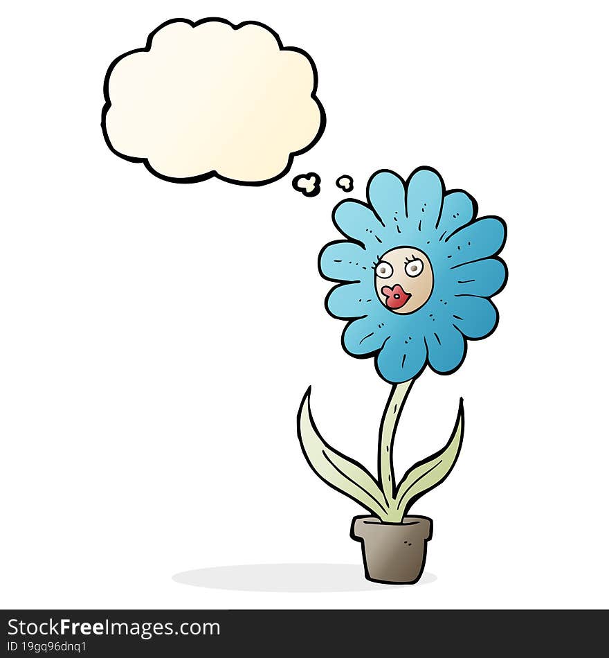 cartoon flower with thought bubble