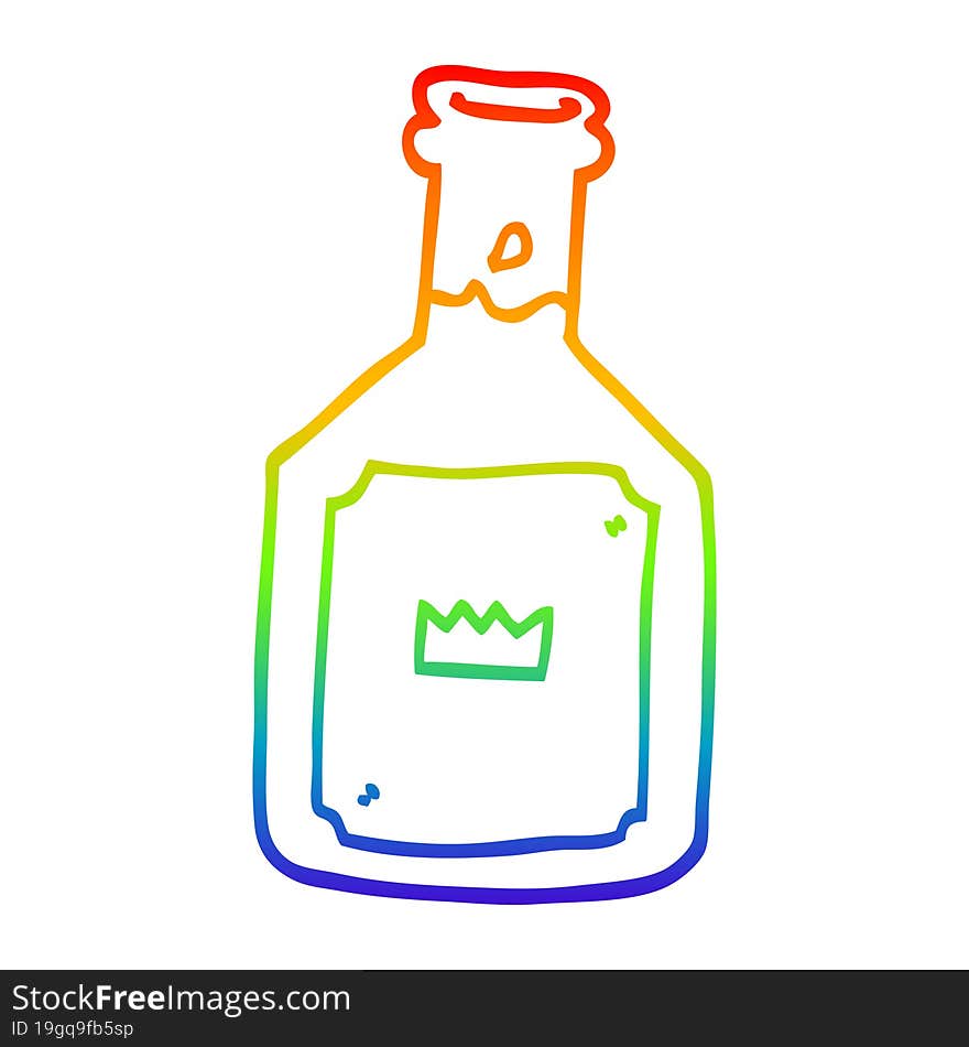 Rainbow Gradient Line Drawing Cartoon Alcoholic Drink