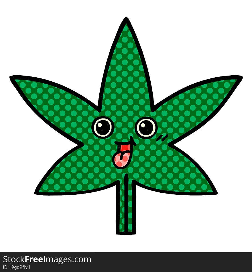 Comic Book Style Cartoon Marijuana Leaf