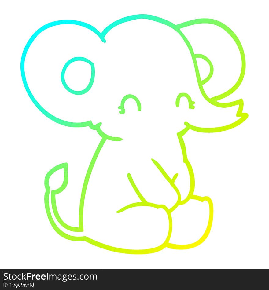 cold gradient line drawing cute cartoon elephant