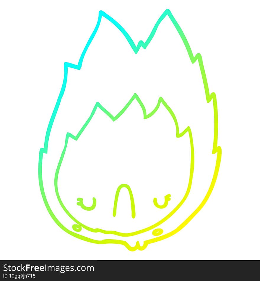 cold gradient line drawing cartoon unhappy flame