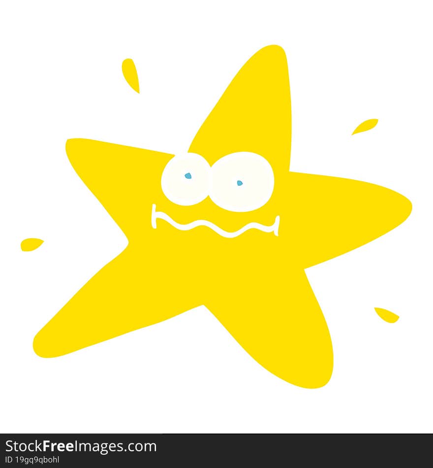 Funny Flat Color Illustration Cartoon Star