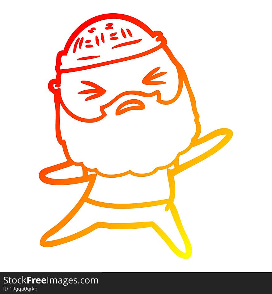 warm gradient line drawing of a cartoon man with beard