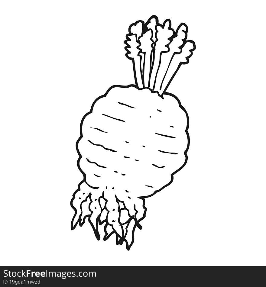 black and white cartoon turnip