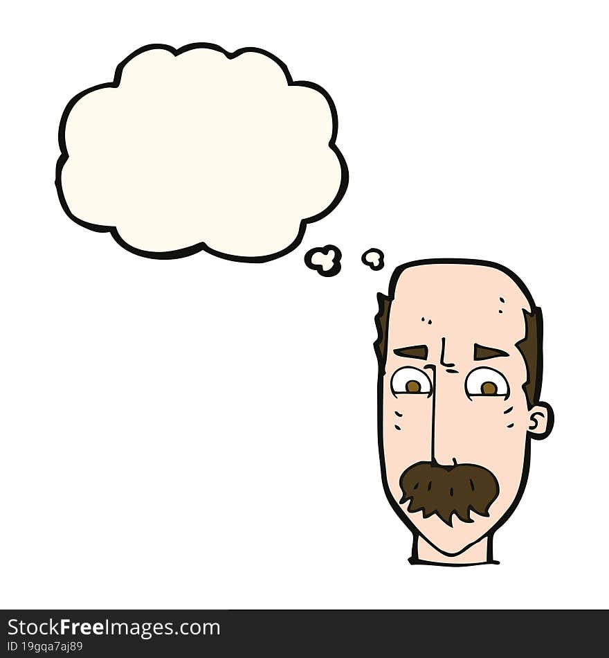 cartoon annnoyed old man with thought bubble