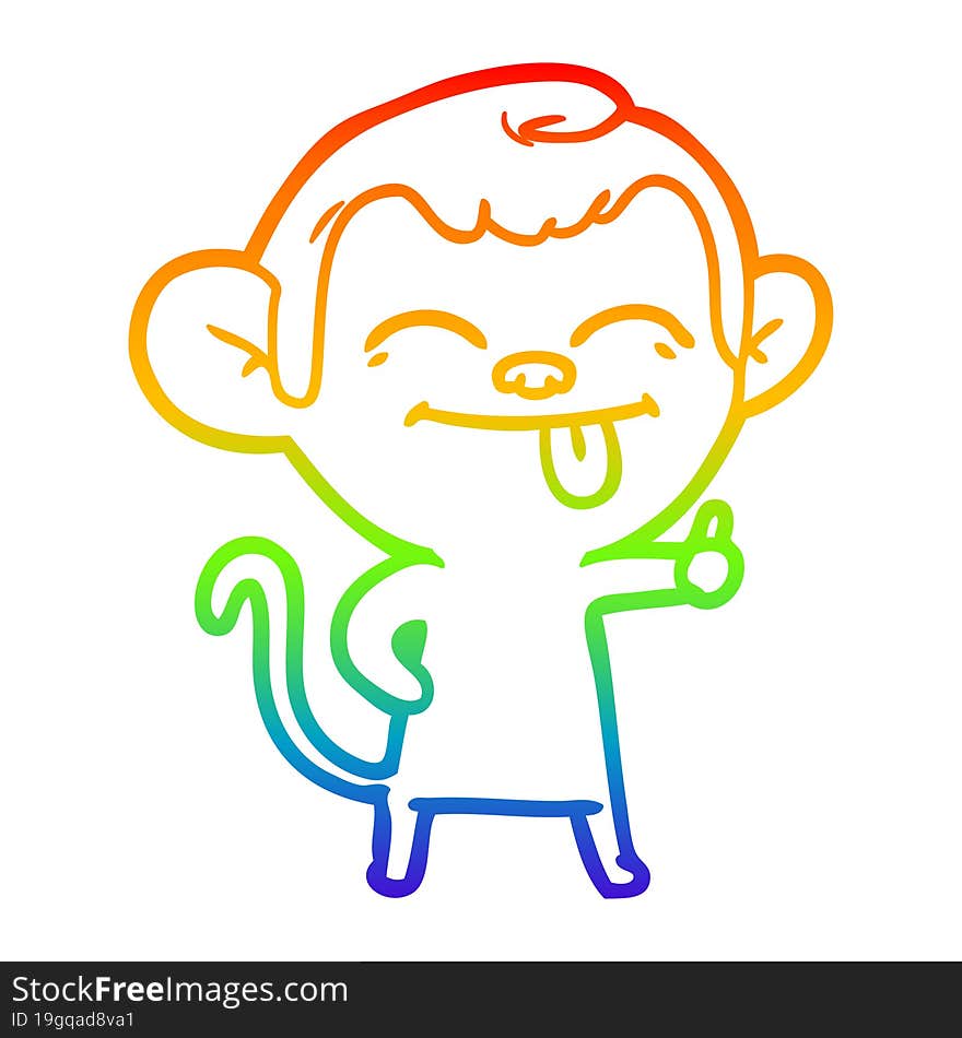 rainbow gradient line drawing funny cartoon monkey