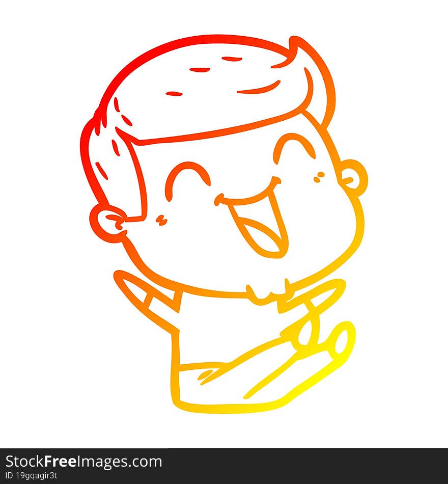 warm gradient line drawing of a cartoon man laughing