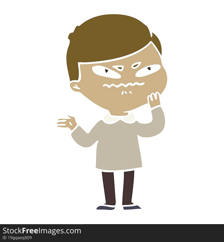 Flat Color Style Cartoon Angry Man