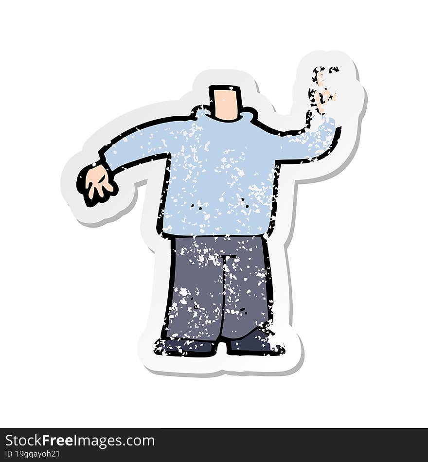 retro distressed sticker of a cartoon body giving peace sign