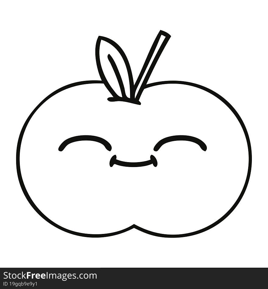 Line Drawing Cartoon Red Apple