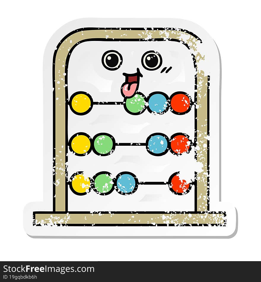 distressed sticker of a cute cartoon abacus