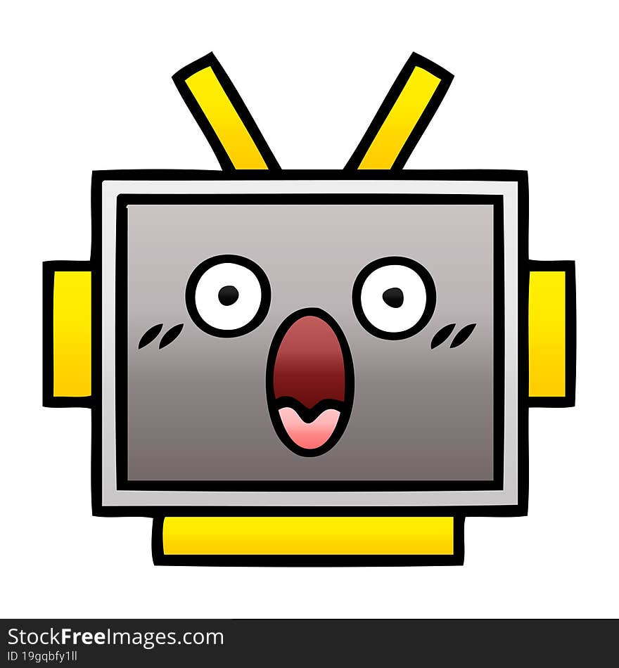 Gradient Shaded Cartoon Robot Head