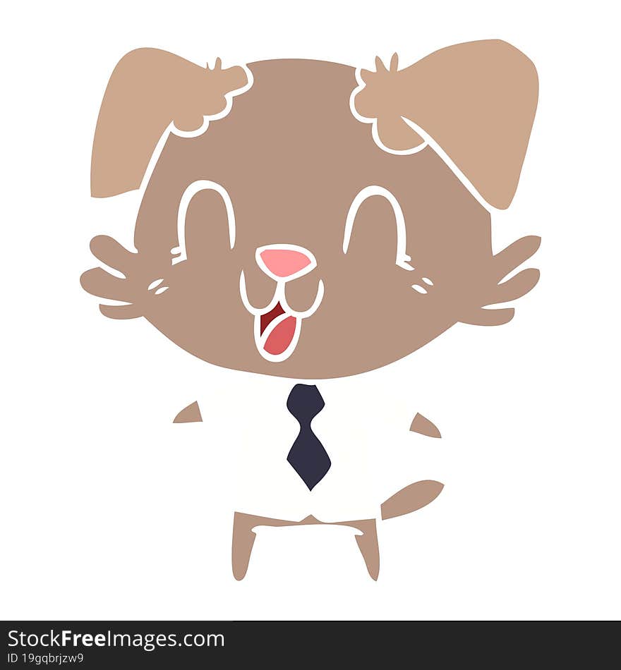 laughing flat color style cartoon dog manager