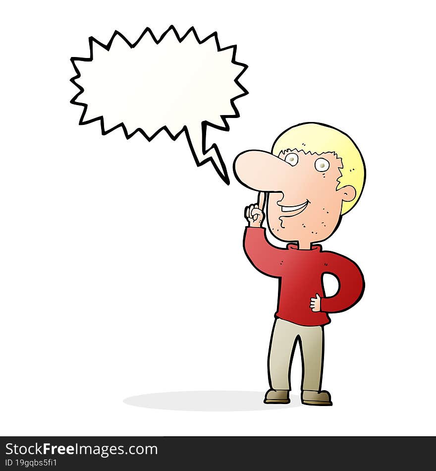 cartoon man with idea with speech bubble