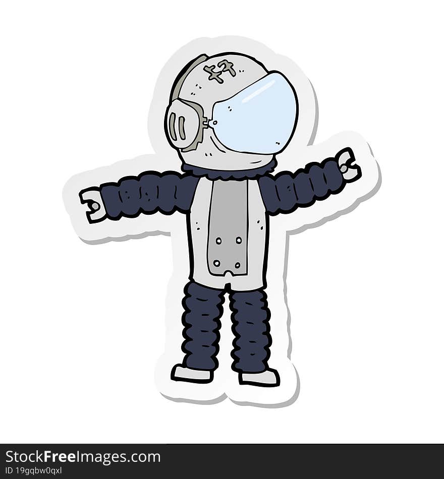 sticker of a cartoon astronaut reaching