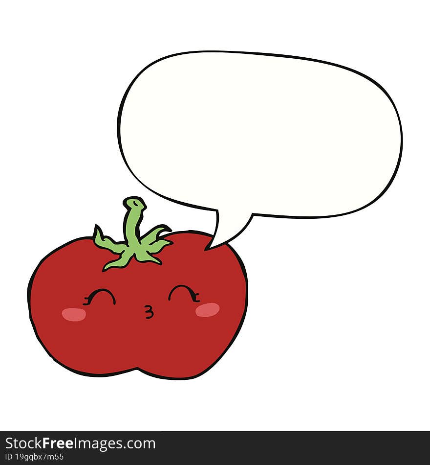 cartoon tomato and speech bubble