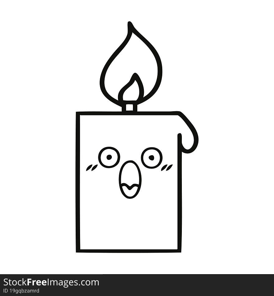 line drawing cartoon lit candle